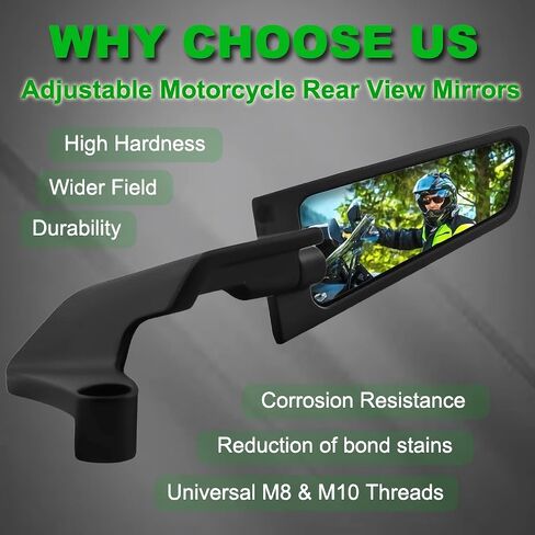 Motorcycle Rear View Mirrors, Adjustable 360° Rotating Stealth Wind Wing Side Mirrors Compatible with Kawasaki Z400 Z650 Z900 Z1000 Duke 125 200 250 390 690 790 1290 etc(Anti-glare lens) in Saudi Arabia