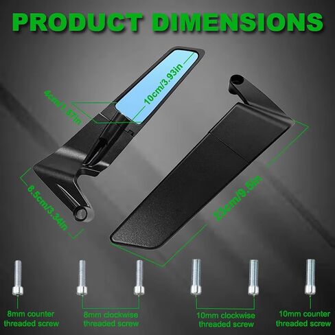 Motorcycle Rear View Mirrors, Adjustable 360° Rotating Stealth Wind Wing Side Mirrors Compatible with Kawasaki Z400 Z650 Z900 Z1000 Duke 125 200 250 390 690 790 1290 etc(Anti-glare lens) in Saudi Arabia