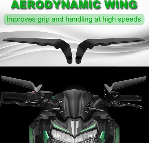Motorcycle Rear View Mirrors, Adjustable 360° Rotating Stealth Wind Wing Side Mirrors Compatible with Kawasaki Z400 Z650 Z900 Z1000 Duke 125 200 250 390 690 790 1290 etc(Anti-glare lens) in Saudi Arabia