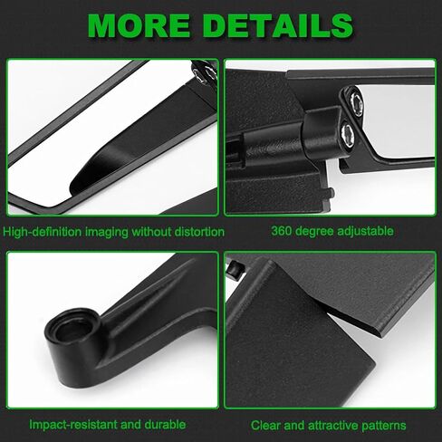 Motorcycle Rear View Mirrors, Adjustable 360° Rotating Stealth Wind Wing Side Mirrors Compatible with Kawasaki Z400 Z650 Z900 Z1000 Duke 125 200 250 390 690 790 1290 etc(Anti-glare lens) in Saudi Arabia