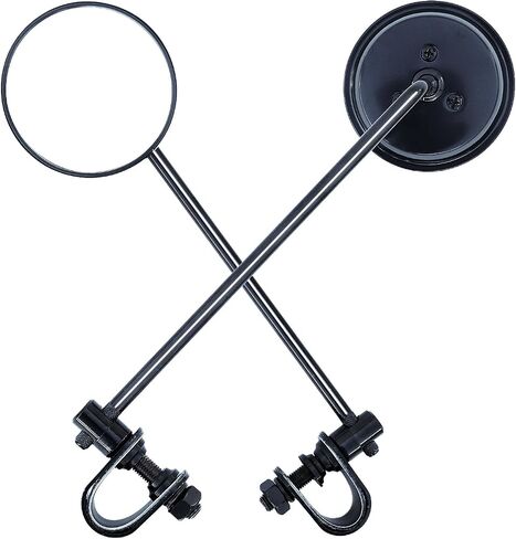 Universal Motorcycle Mirrors Mini Round Bike Mirror for Handlebar Clamp Diameter 22.2mm / 25.4mm Available Mount, Compatible with Harley SR400 Bike Bicycle E-bike Scooter (Black） in Saudi Arabia