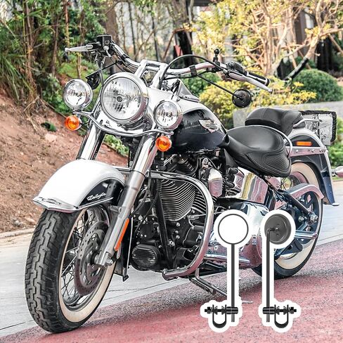 Universal Motorcycle Mirrors Mini Round Bike Mirror for Handlebar Clamp Diameter 22.2mm / 25.4mm Available Mount, Compatible with Harley SR400 Bike Bicycle E-bike Scooter (Black） in Saudi Arabia