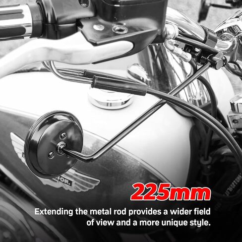 Universal Motorcycle Mirrors Mini Round Bike Mirror for Handlebar Clamp Diameter 22.2mm / 25.4mm Available Mount, Compatible with Harley SR400 Bike Bicycle E-bike Scooter (Black） in Saudi Arabia