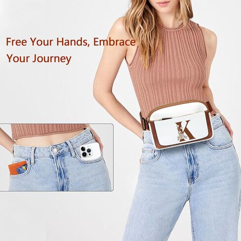 Birthday Gifts for Women, Bridesmaid Graduation Teacher Gifts, Initial Fanny Pack Belt Bag Small Crossbody Bags, Personalized Gift for Mom Her Grandma,K in Saudi Arabia
