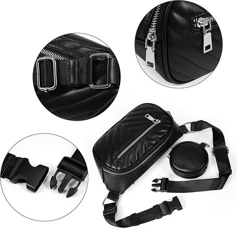 Uromee Crossbody Bags for Women Small Fanny pack Quilted Vegan Leather Fashion Travel Mini Belt Bag Chest Purse with Pouch in Saudi Arabia