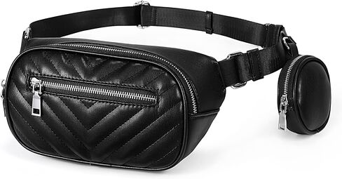 Uromee Crossbody Bags for Women Small Fanny pack Quilted Vegan Leather Fashion Travel Mini Belt Bag Chest Purse with Pouch in Saudi Arabia
