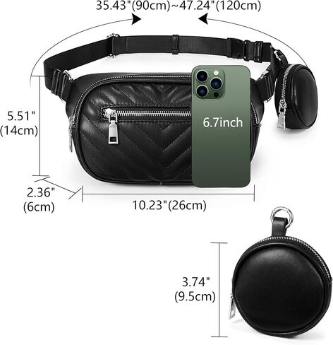 Uromee Crossbody Bags for Women Small Fanny pack Quilted Vegan Leather Fashion Travel Mini Belt Bag Chest Purse with Pouch in Saudi Arabia