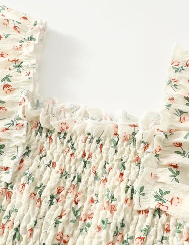 Girls Summer Dress Floral Ruffle Sleeve Swing Flowy Dresses A-line Sundress for Girls Casual Beach Wedding Dress in Kuwait