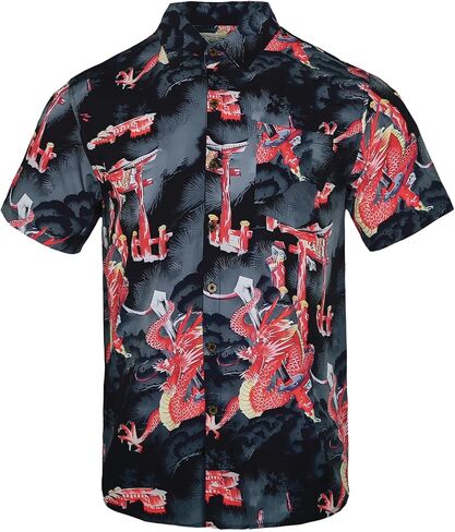 Mens Hawaiian Shirt Short Sleeve, Tropical Button-Down, Lightweight Summer Beachwear in Kuwait