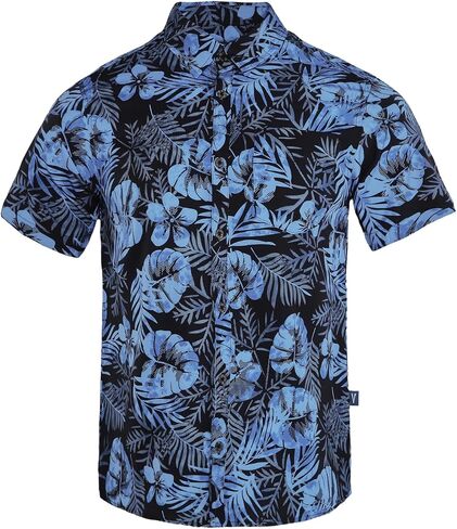 Mens Hawaiian Shirt Short Sleeve, Tropical Button-Down, Lightweight Summer Beachwear in Kuwait
