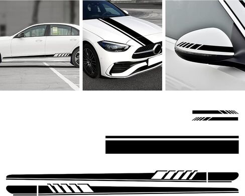 SUNJIKA Compatible with Car Stripe Graphic Decal Vinyl Graphics Cars Sticker for Bumper Hood Car Body Side Door for Mercedes Benz C Class W205 C180 C200 C230 C280 C300 C320 C350 C63 AMG Black 5pc in Saudi Arabia