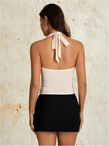 MakeMechic Women's Halter Top Oclespless Twist Front in Saudi Arabia