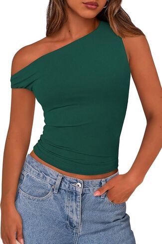 Prettygarden Women's Off the Counter Crop Tank Tops 2025 Summer Trendy Disualess Ruched Forted Out Out Therts in Saudi Arabia
