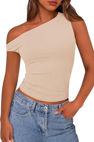 Prettygarden Women's Off the Counter Crop Tank Tops 2025 Summer Trendy Disualess Ruched Forted Out Out Therts in Kuwait