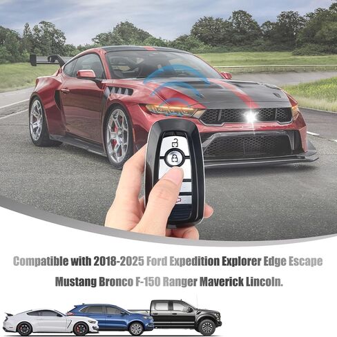 QBUC for Ford Key FOB مع سلسلة Keychain Full Protection SHELL DAB المتوافقة مع 2018-2025 Expedition Explorer Edge Escape Mustang F-150 Ranger Maverick Lincoln (Carbon Fiber) in Saudi Arabia