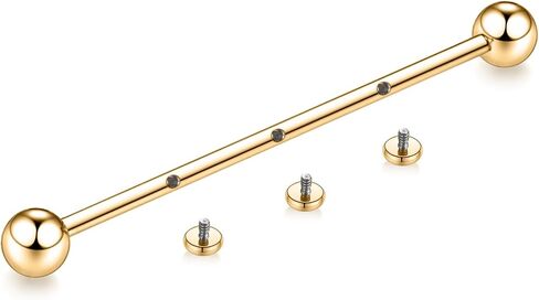 FUNLMO Industrial Piercing Jewelry Titanium Industrial Bar Helix Conch Piercing Jewelry Cartilage Earring 14G Industrial Barbell 38mm in Kuwait