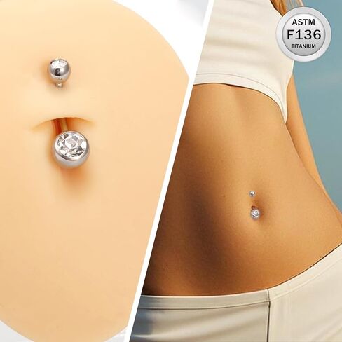 Ruifan ASTM F136 Titanium Belly Button Rings 14G لامعة CZ CZ BELLY DERS in Saudi Arabia