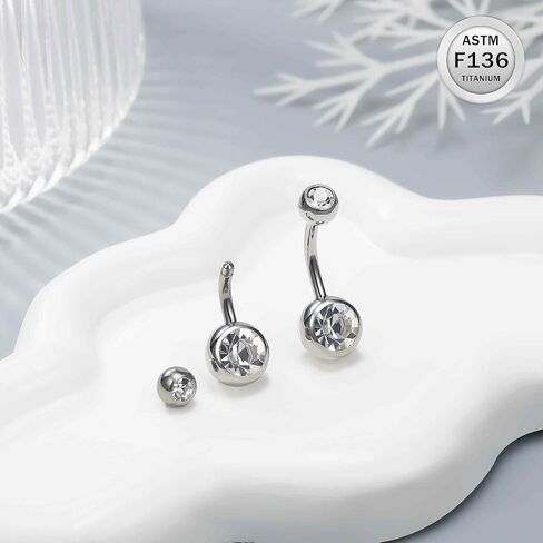 Ruifan ASTM F136 Titanium Belly Button Rings 14G لامعة CZ CZ BELLY DERS in Saudi Arabia