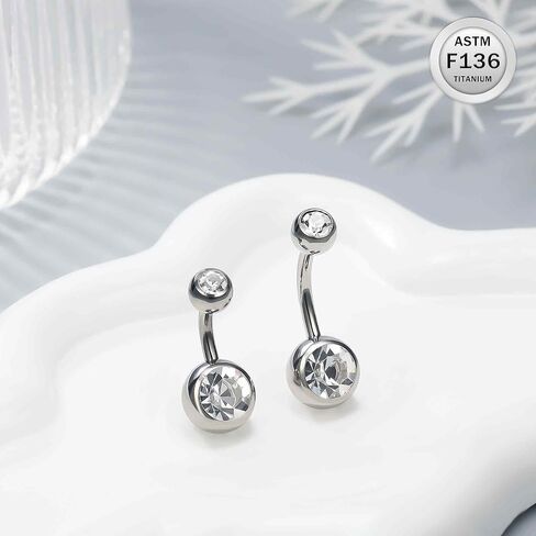 Ruifan ASTM F136 Titanium Belly Button Rings 14G لامعة CZ CZ BELLY DERS in Saudi Arabia