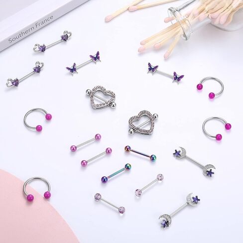 طائرة هليكوبتر 9pairs حلقات الحلمة للنساء 14G الصلب الجراحي حلقات لسان الحديد تشيكزيلا in Kuwait