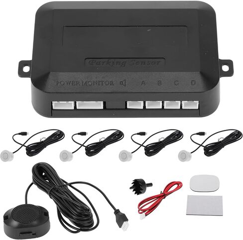 Motoforti Universal Auto Vehicle Reverse Backup Radar System Reverse Parking Sensors Distance Detection Silver Tone 4 Parking Sensors Alarm Buzzer Reminder in Saudi Arabia