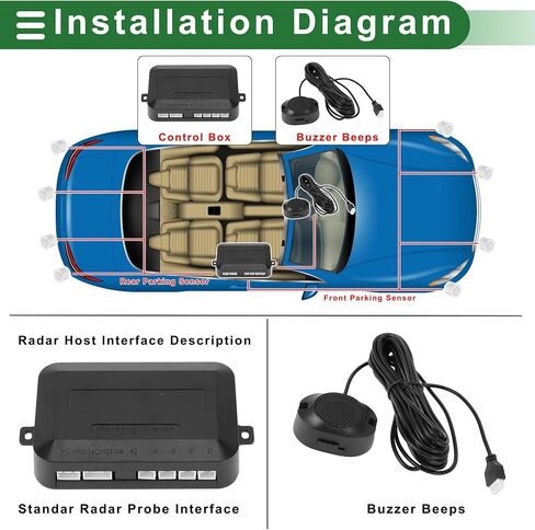 Motoforti Universal Auto Vehicle Reverse Backup Radar System Reverse Parking Sensors Distance Detection Silver Tone 4 Parking Sensors Alarm Buzzer Reminder in Saudi Arabia