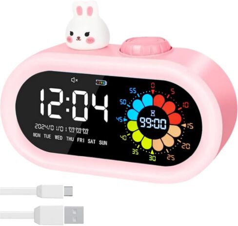 بطارية المكتب الرقمية التي تعمل بها بطارية: Countdown Timer for Kids Study Classroom Travel - Cordless 2000mAh Battery Charging for Girls (Pink) in Kuwait