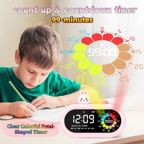 بطارية المكتب الرقمية التي تعمل بها بطارية: Countdown Timer for Kids Study Classroom Travel - Cordless 2000mAh Battery Charging for Girls (Pink) in Kuwait