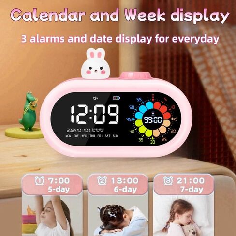 بطارية المكتب الرقمية التي تعمل بها بطارية: Countdown Timer for Kids Study Classroom Travel - Cordless 2000mAh Battery Charging for Girls (Pink) in Kuwait