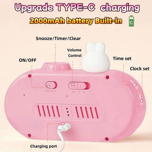 بطارية المكتب الرقمية التي تعمل بها بطارية: Countdown Timer for Kids Study Classroom Travel - Cordless 2000mAh Battery Charging for Girls (Pink) in Kuwait