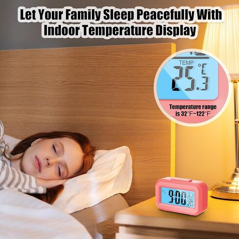 Highergo Digital Alarm Clock Large LCD Display, Simple Operation, Snooze Back Light, Time Date Month, Temperature Multifunction Clock for Bedrooms Office Travel Heavy Sleepers(Classic Colors,3 Pack) in Saudi Arabia