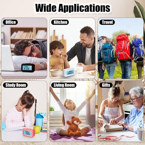 Highergo Digital Alarm Clock Large LCD Display, Simple Operation, Snooze Back Light, Time Date Month, Temperature Multifunction Clock for Bedrooms Office Travel Heavy Sleepers(Classic Colors,3 Pack) in Saudi Arabia