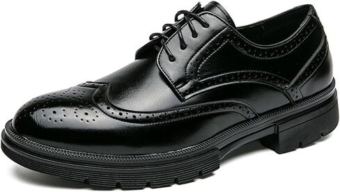Men's Leather Platform Lace Up Wingtip Oxford Shoes Comfort Breathable Lug Sole Brogue Dress Shoes Casual Business Work Shoes in Kuwait