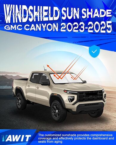Car Windshield Sun Shade Compatible with GMC Canyon 2023-2025 Accessories, Foldable Window Sunshade Block UV Rays and Sun Heat in Saudi Arabia