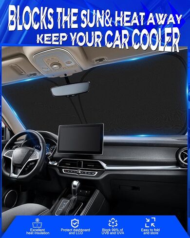 Car Windshield Sun Shade Compatible with GMC Canyon 2023-2025 Accessories, Foldable Window Sunshade Block UV Rays and Sun Heat in Saudi Arabia