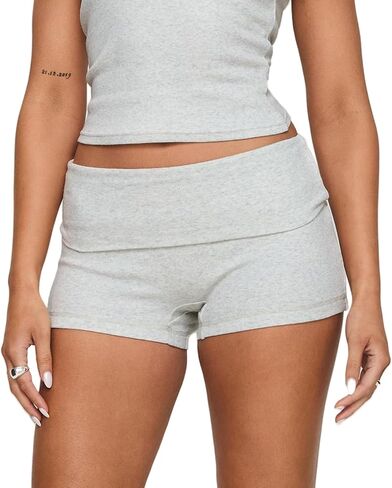 Fold Over Booty Short for Women Y2K Low Rise Cute Pajama Shorts Comfy Lounge Pj Mini Bottoms Going Out Micro Shorts in Saudi Arabia