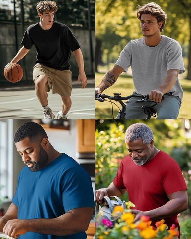 4 Pack Men's Big & Tall Short Sleeve Tees, Crew Neck Cotton Blend Shirts Moisture Wicking Gym Casual Tops Multipack in Saudi Arabia