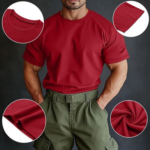 4 Pack Men's Big & Tall Short Sleeve Tees, Crew Neck Cotton Blend Shirts Moisture Wicking Gym Casual Tops Multipack in Saudi Arabia