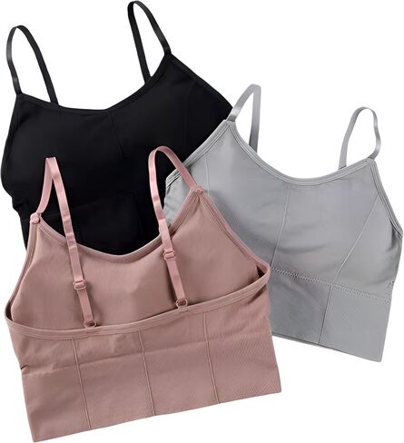 Sangani® Women Women Pated Wire Free Sports Bra Fitness Yoga Gymwear Stypysle (حزمة 3) الحجم المجاني (28-32) in Saudi Arabia