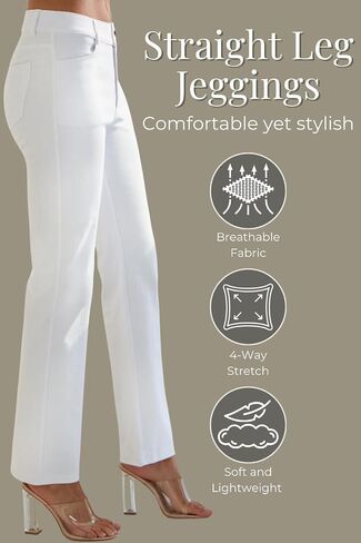 iconoflash women jeggings مع 4 جيب سحب الجيب على مستقيمة جين طماق مع حلقات الحزام (متوفرة بحجم زائد) in Kuwait