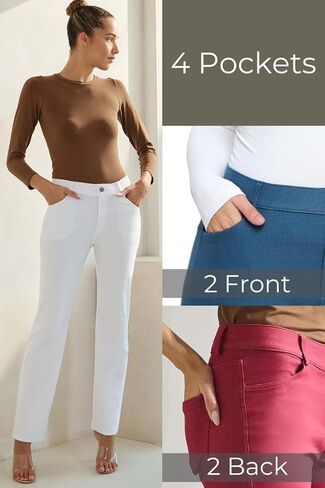 iconoflash women jeggings مع 4 جيب سحب الجيب على مستقيمة جين طماق مع حلقات الحزام (متوفرة بحجم زائد) in Kuwait