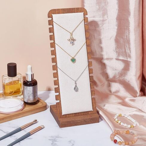 UNICRAFTALE Wooden Necklace Holder Stand Rectangle Necklace Organizer Holder White L Shaped Pendant Jewely Display Storage Necklace Chains Display Stands for Multiple Necklaces 3.94x3.82x10.39 Inch in Saudi Arabia