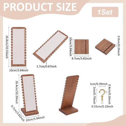 UNICRAFTALE Wooden Necklace Holder Stand Rectangle Necklace Organizer Holder White L Shaped Pendant Jewely Display Storage Necklace Chains Display Stands for Multiple Necklaces 3.94x3.82x10.39 Inch in Saudi Arabia