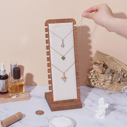 UNICRAFTALE Wooden Necklace Holder Stand Rectangle Necklace Organizer Holder White L Shaped Pendant Jewely Display Storage Necklace Chains Display Stands for Multiple Necklaces 3.94x3.82x10.39 Inch in Saudi Arabia