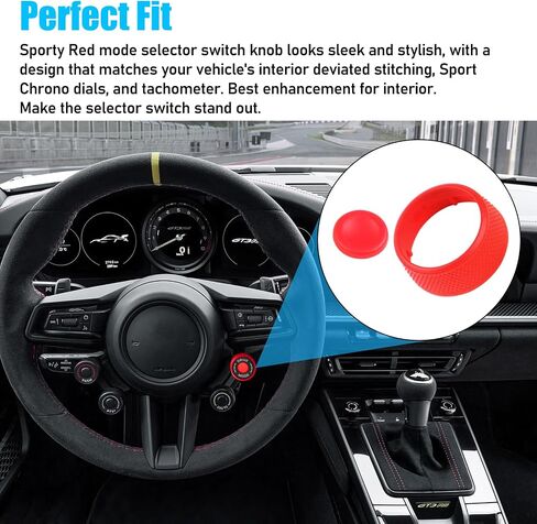 يتوافق Jaronx مع مقبض Mode Mode Porsche Teadering Wheel ، غطاء Diad Dial Diving متوافق مع Cayenne 2024-2025 ، Panamera 2021-2025 ، Macan 2022-2024،911 2019-2024 ، Taycan 2020-2025 (Sporty Red) in Kuwait