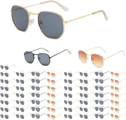 60-Pack Wholesale Metal Sunglasses - 3 Colors (30 Gold/15 Black/15 Dual-Tone) | UV400 Bulk in Saudi Arabia