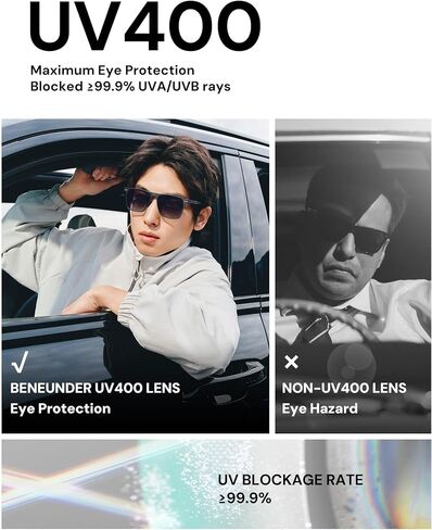 BENEUNDER Polarized Aviator Sunglasses for Mens - Trendy Alloy Frame, UV400 Folding Driving Shades for Fishing Hiking Travel in Saudi Arabia