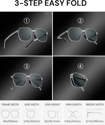 BENEUNDER Polarized Aviator Sunglasses for Mens - Trendy Alloy Frame, UV400 Folding Driving Shades for Fishing Hiking Travel in Saudi Arabia