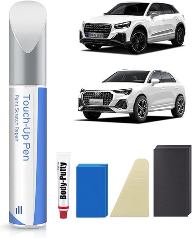 Glacier White Metallic(LS9R/2Y) Touch Up Paint Repair Kit Compatible with Audi - DIY Kit Exactly Matches Chips and Nicks in Kuwait