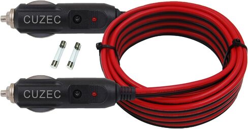 CUZEC Heavy-Duty 15A 4.9ft / 1.5m 16 AWG Male to Male Cigarette Lighter Plug Charger Cord with LED Indicator and 15A Fuse Protection on Both Plugs (CU10140B) in Saudi Arabia